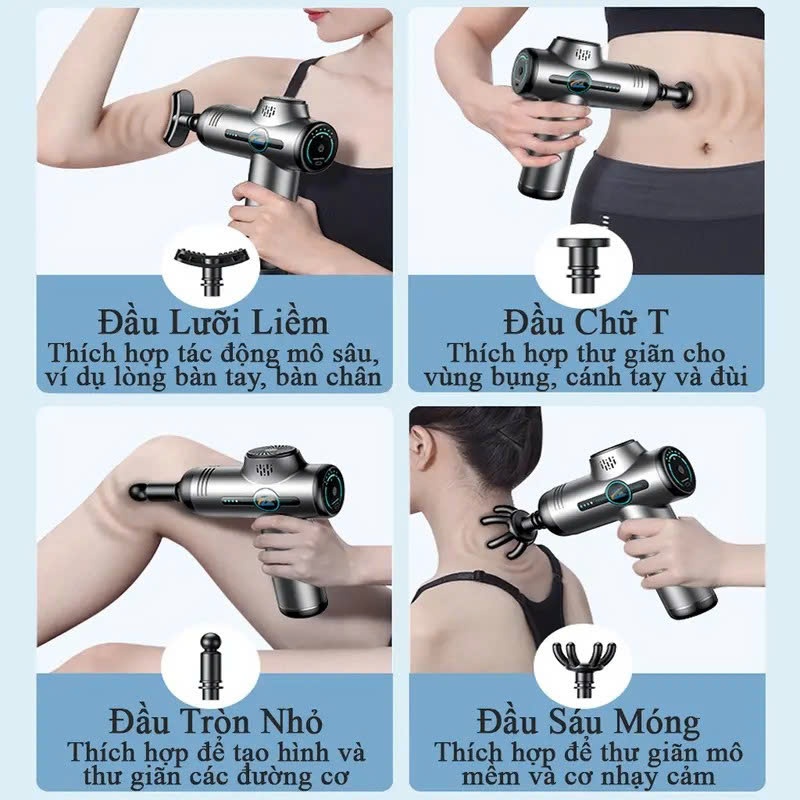 Máy Massage Cầm Tay 99 Cấp Độ, Máy Massage Cổ Vai Gáy Giảm Đau Nhức Cơ Thể Pin Trâu Lực Đấm 15KG