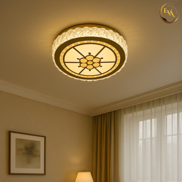 Đèn ốp trần pha lê EVA AP081 D50cm 3 chế độ ánh sáng phong cách hiện đại, sang trọng bảo hành 12 tháng
