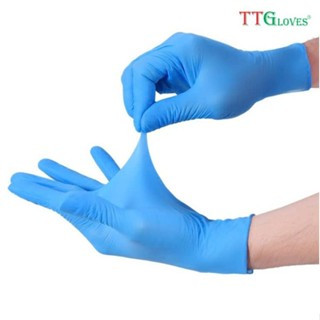 Găng Tay Y Tế Bao Tay Cao Su Không Bột Nitrile  Màu  Xanh Hộp 100 Chiếc- 1986