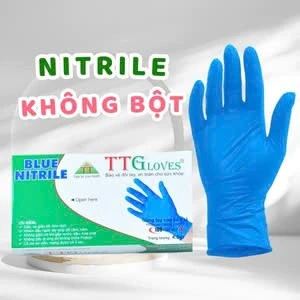 Găng Tay Y Tế Bao Tay Cao Su Không Bột Nitrile Màu Xanh Hộp 100 Chiếc- 1986