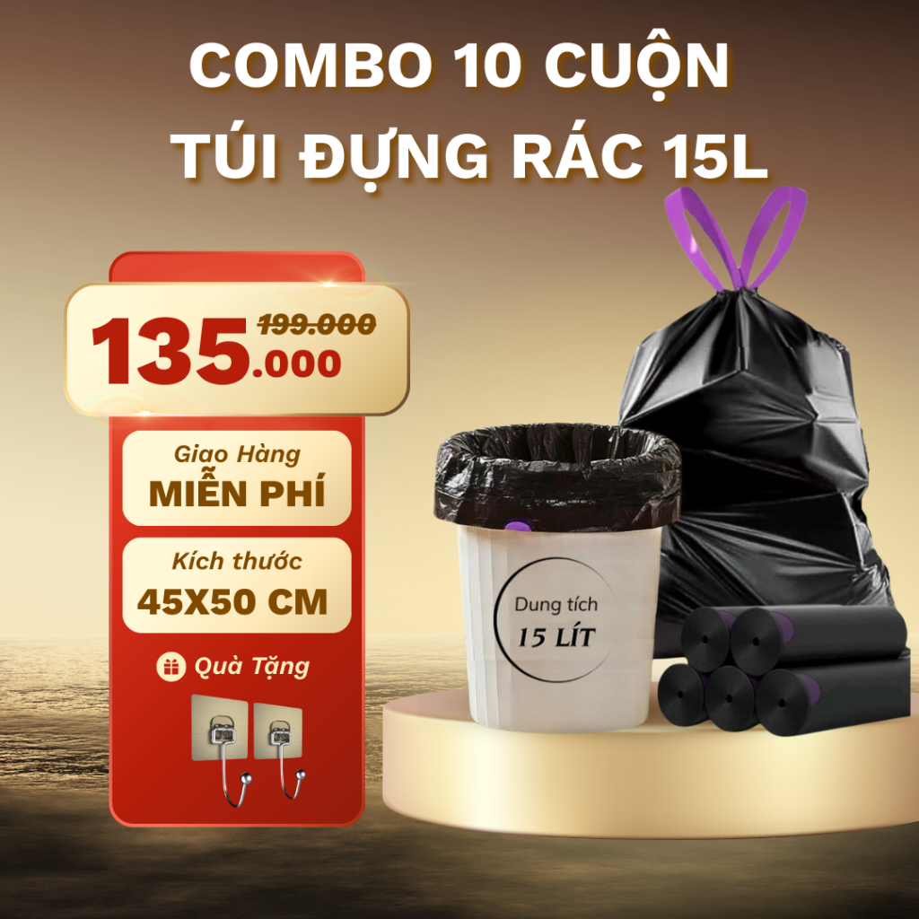 Túi đựng rác có dây rút tự phân hủy SWEET HOME túi rác có dung tích 15l ...