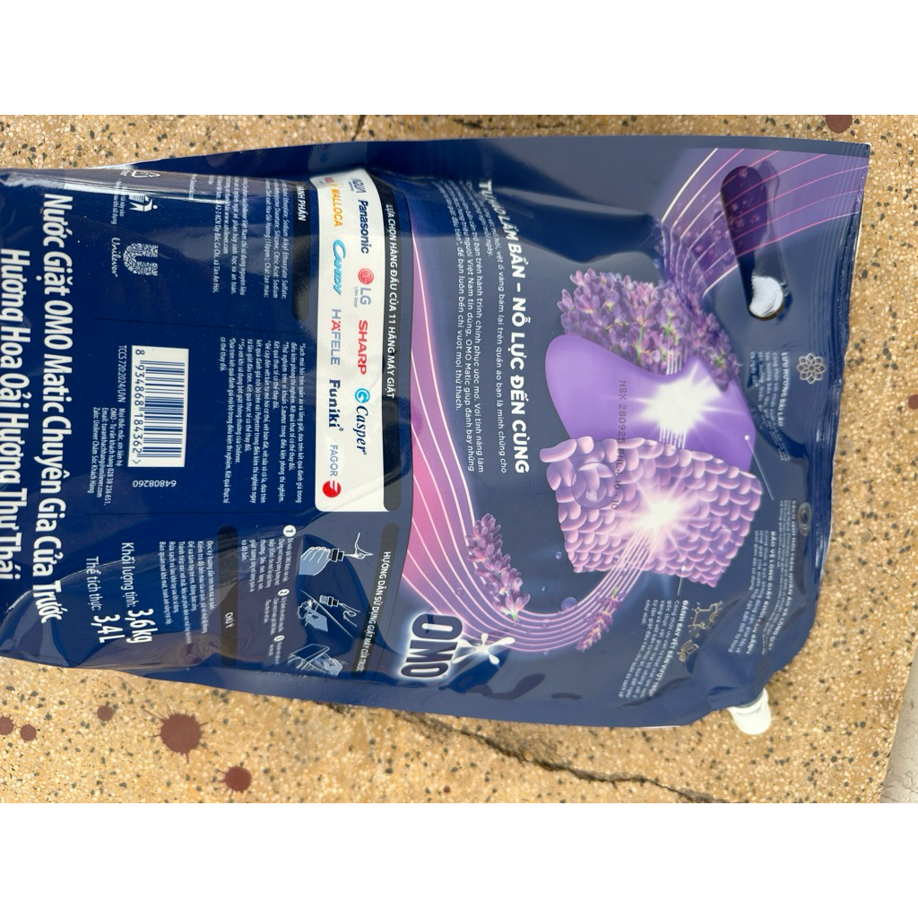 [ HOẢ TỐC ]  COM BO 2 Bịch Nước giặt OMo Oải Hương 3,6 /2,1 Kg CỬA TRƯỚC——-