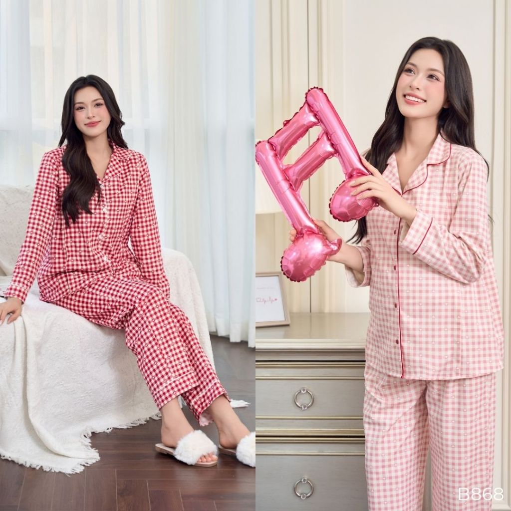 Bộ thu đông form pijama suông dễ mặc, phối viền trẻ trung, tiện lợi cho bé ti, mặc được thường & bầu b868 b759