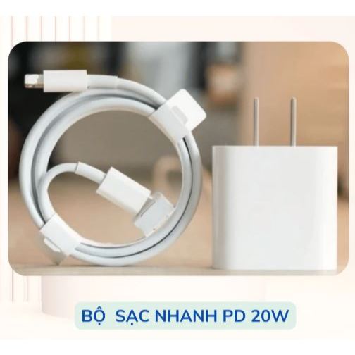 Bộ Sạc Nhanh PD20W Dùng Cho i.phone 8 đến 15. Sạc từ 1% lên 70% trong 1h. Bảo hành 12 tháng