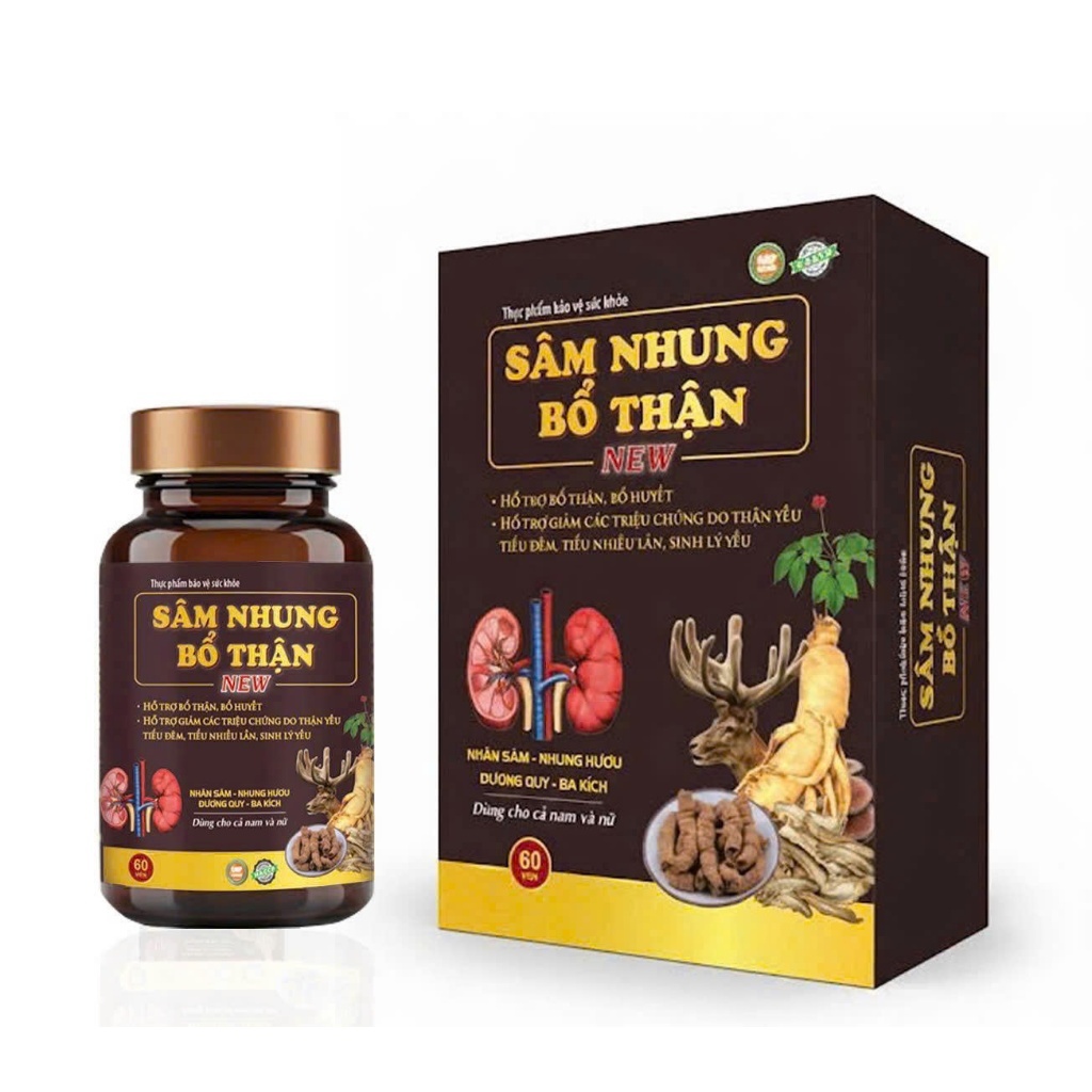 Sâm Nhung Bổ Thận Nam Nữ | Hỗ trợ Thận Yếu, Thận Hư | Tăng cường sinh lý, sức khỏe | Hộp 30 viên