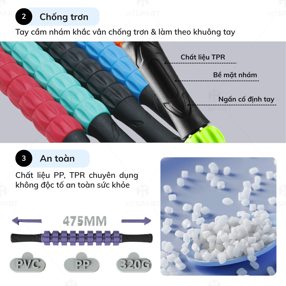 Con Lăn 9 Răng, Gậy Lăn Massager Roller Stick Dãn Cơ Mát Xa Thư Giãn Toàn Thân Đa Năng