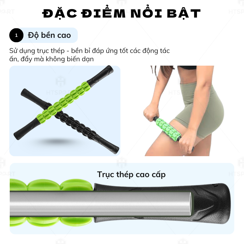 Con Lăn 9 Răng, Gậy Lăn Massager Roller Stick Dãn Cơ Mát Xa Thư Giãn Toàn Thân Đa Năng