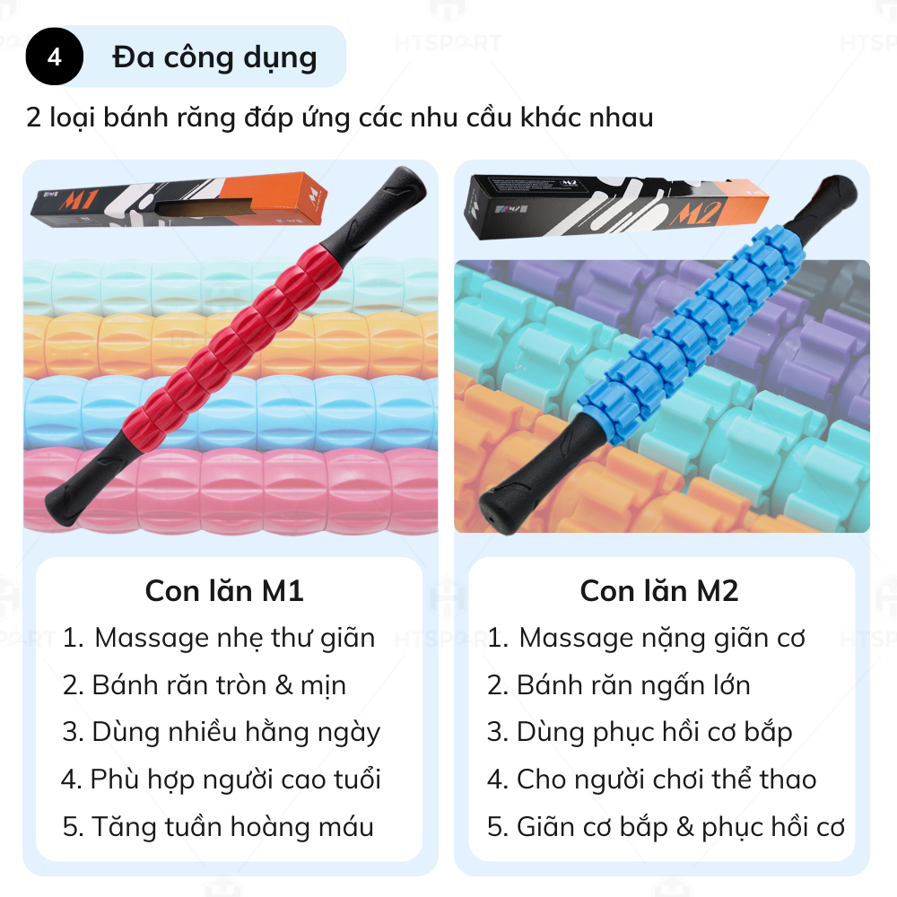 Con Lăn 9 Răng, Gậy Lăn Massager Roller Stick Dãn Cơ Mát Xa Thư Giãn Toàn Thân Đa Năng