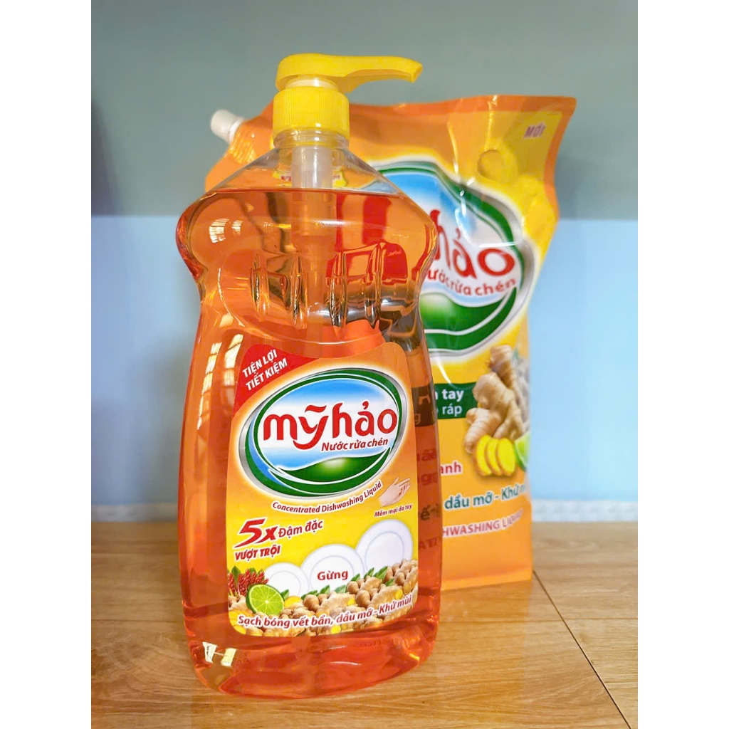 Nước Rửa Chén MỸ HẢO X5 tinh dầu gừng và chanh