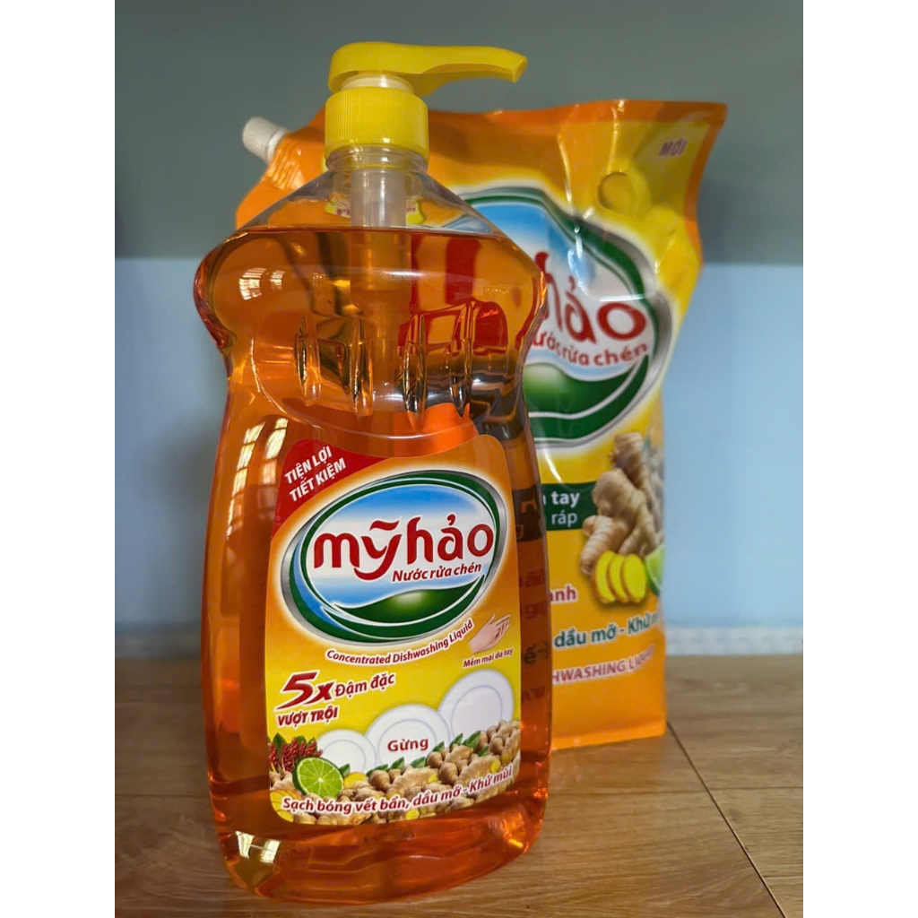 Nước Rửa Chén MỸ HẢO X5 tinh dầu gừng và chanh