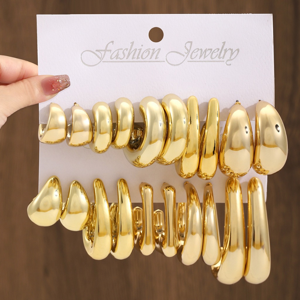 Bông Tai Nữ, Set Khuyên Tai Hình Giọt Nước Bằng Nhựa Size To Thiết Kế Độc Đáo BTCT08