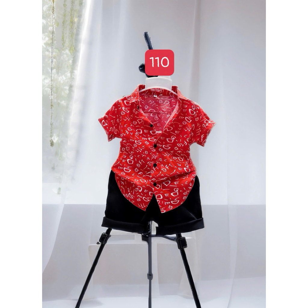 set sơmu hoạ tiết đỏ cam siêu sang cho bé trai 10kg-52kg