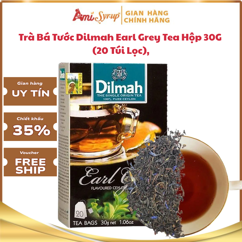 Trà Bá Tước Dilmah Earl Grey Tea Hộp 30G (20 Túi Lọc), Hương Vị Tinh Tế, Đẳng Cấp Quý Tộc