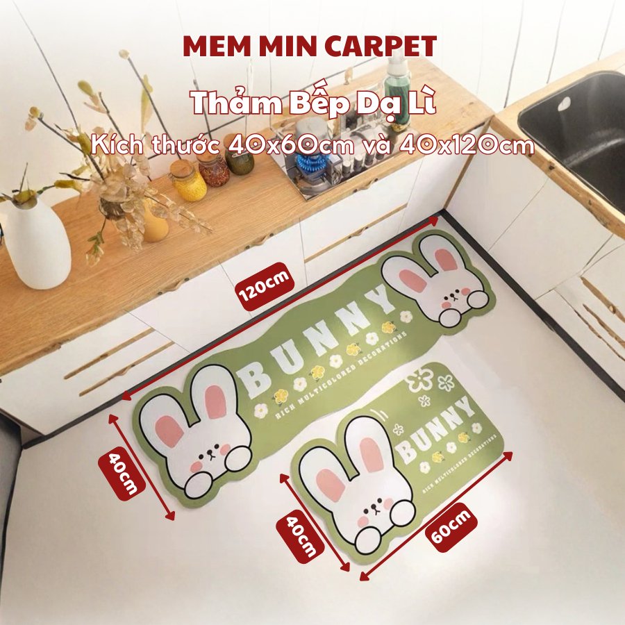 Thảm Dạ Lì, Set Thảm Bếp - Bộ 2 thảm Chùi Chân Mặt Nỉ Thấm Hút Nước, Đế Cao Su Chống Trơn Trượt - TH107