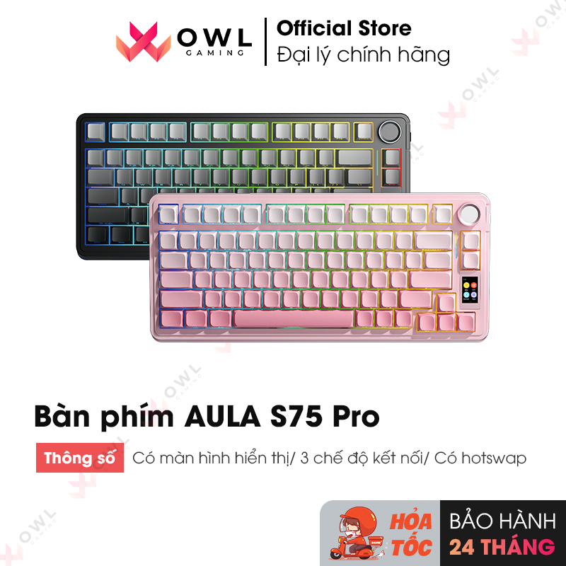 Bàn phím AULA S75 Pro Gradient Black/ Gradient Pink (hàng chính hãng ...