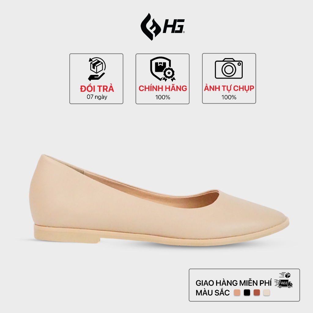 Giày Da Nữ HG Đế Bệt Mũi Tròn Phong Cách Nhật Bản, Nhẹ Êm Dễ Mang  HG2325