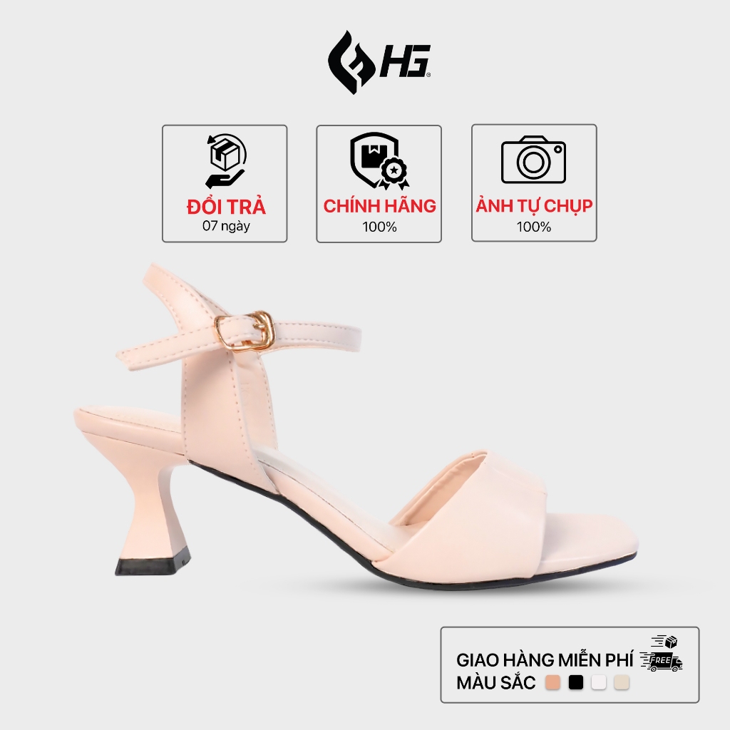 Giày Cao Gót Nữ Quai Ngang HG Fashion 5cm Da Mềm Mũi Vuông Sang Trọng HG11325