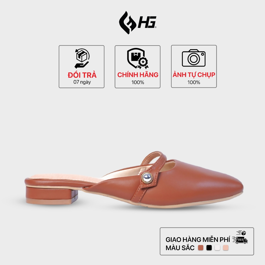 Giày Sục Nữ Mules HG Fashion Mũi Vuông Đế Thấp Thanh Lịch, Hàng Cao Cấp HG12325.