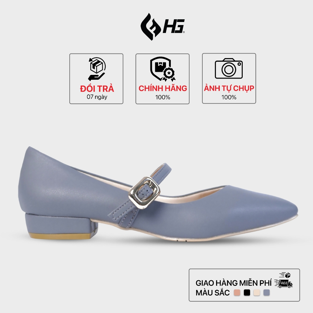Giày búp bê nữ mũi nhọn đế thấp da nhám cao cấp HG Fashion êm chân phong cách công sở HG13325.