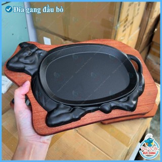 ĐĨA GANG BÒ NÉ GIỮ NHIỆT LÂU , GANG DÀY KÈM LÓT GỖ