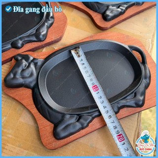 ĐĨA GANG BÒ NÉ GIỮ NHIỆT LÂU , GANG DÀY KÈM LÓT GỖ