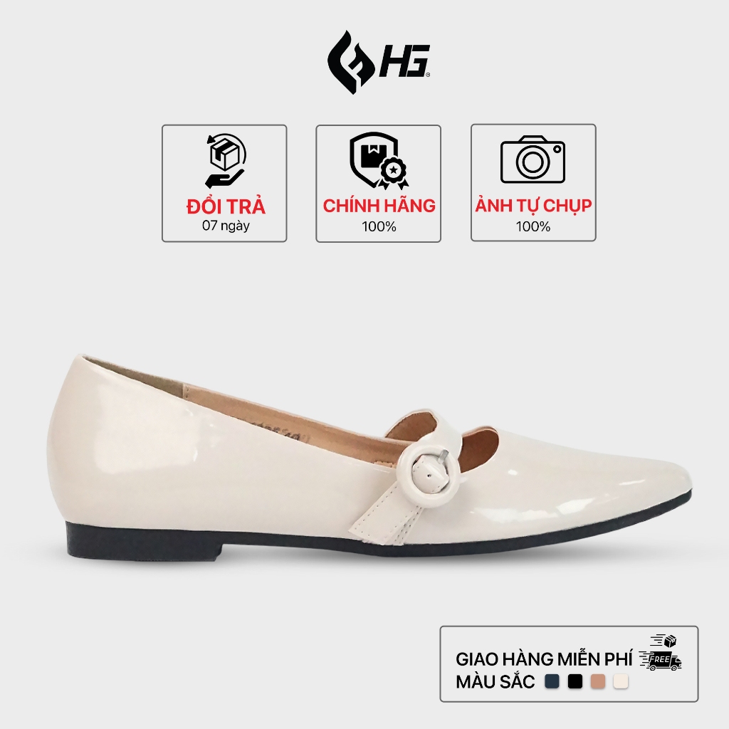 Giày búp bê nữ đế bệt mũi nhọn da bóng cao cấp HG Fashion êm chân phong cách Hàn Quốc đi làm đi chơi HG4325