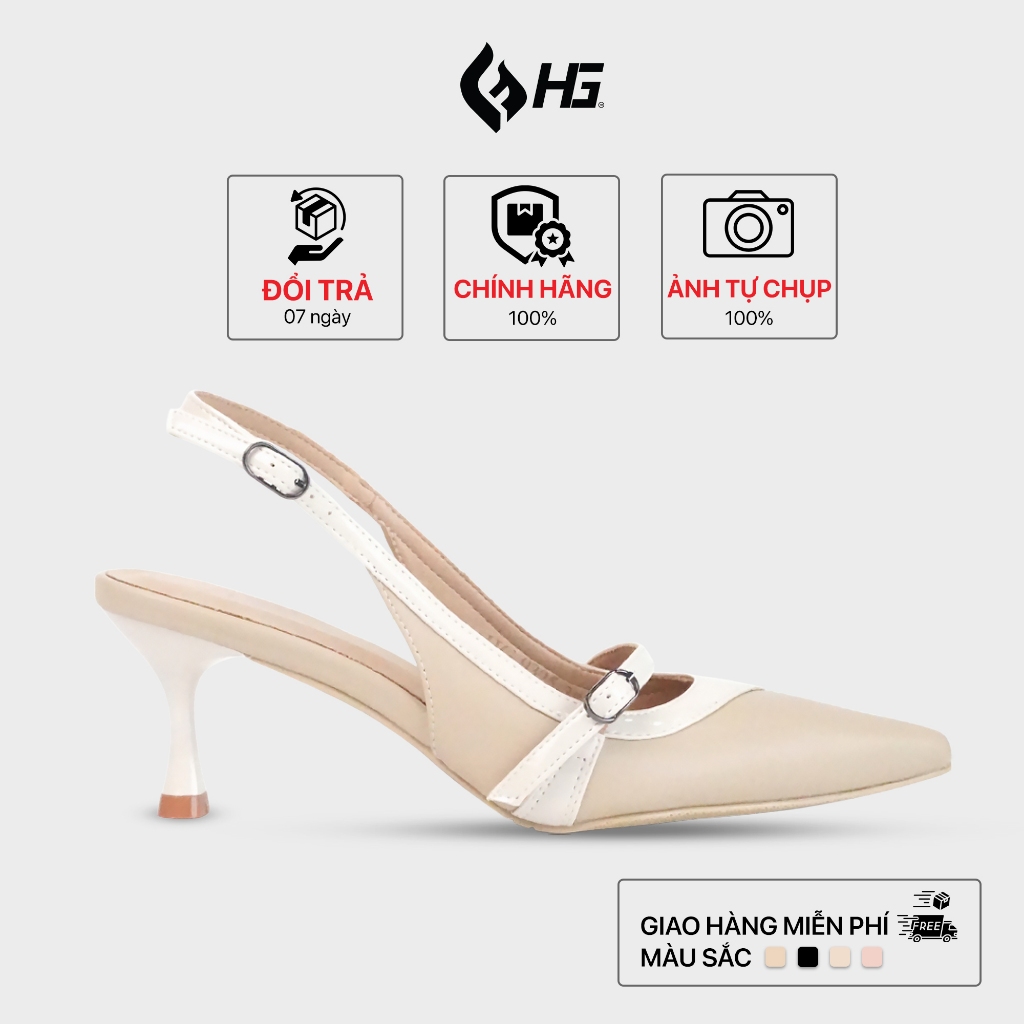 Giày cao gót nữ HG slingback  gót 6cm khóa cài chắc chắn phong cách thanh lịch công sở HG9325