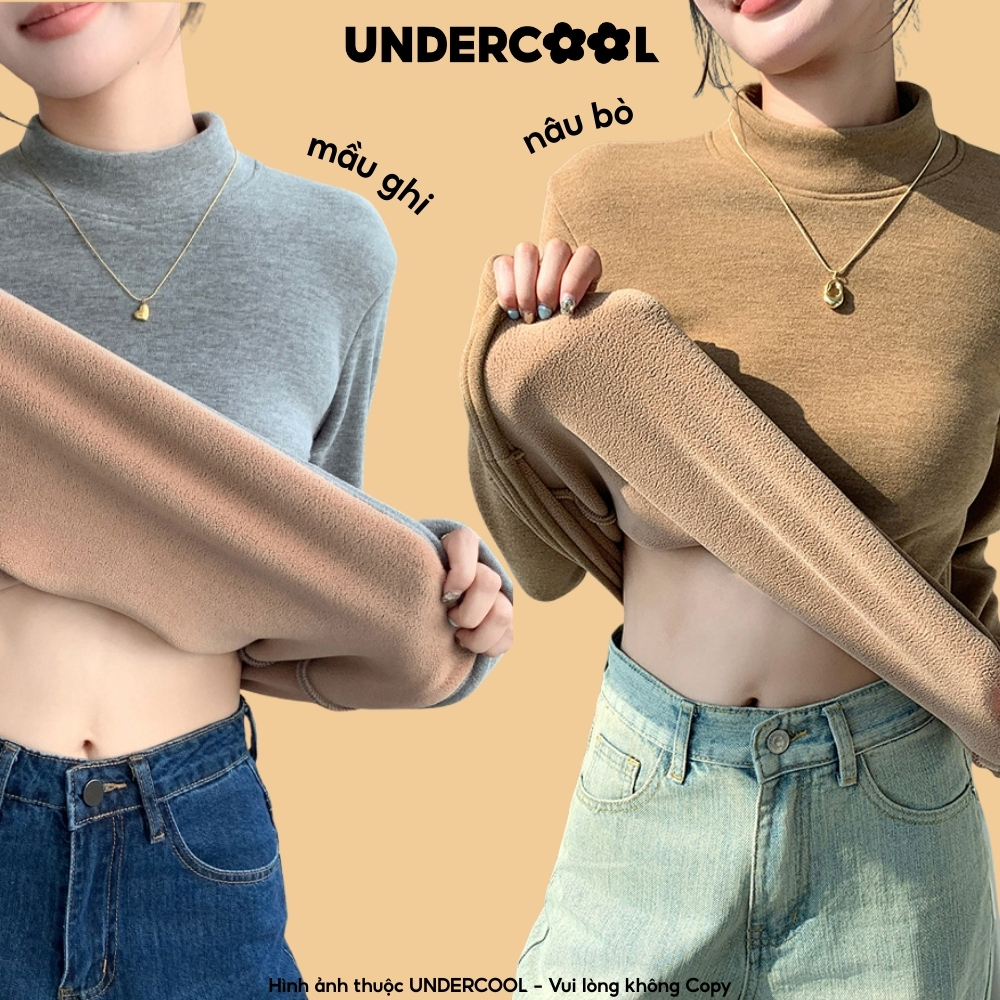 Áo Giữ Nhiệt Nữ Lót Lông Ấm UNDERCOOL Cổ thấp Siêu Mềm Dài Tay Co Giãn 4 Chiều Giữ Nhiệt Mùa Đông, Live H252