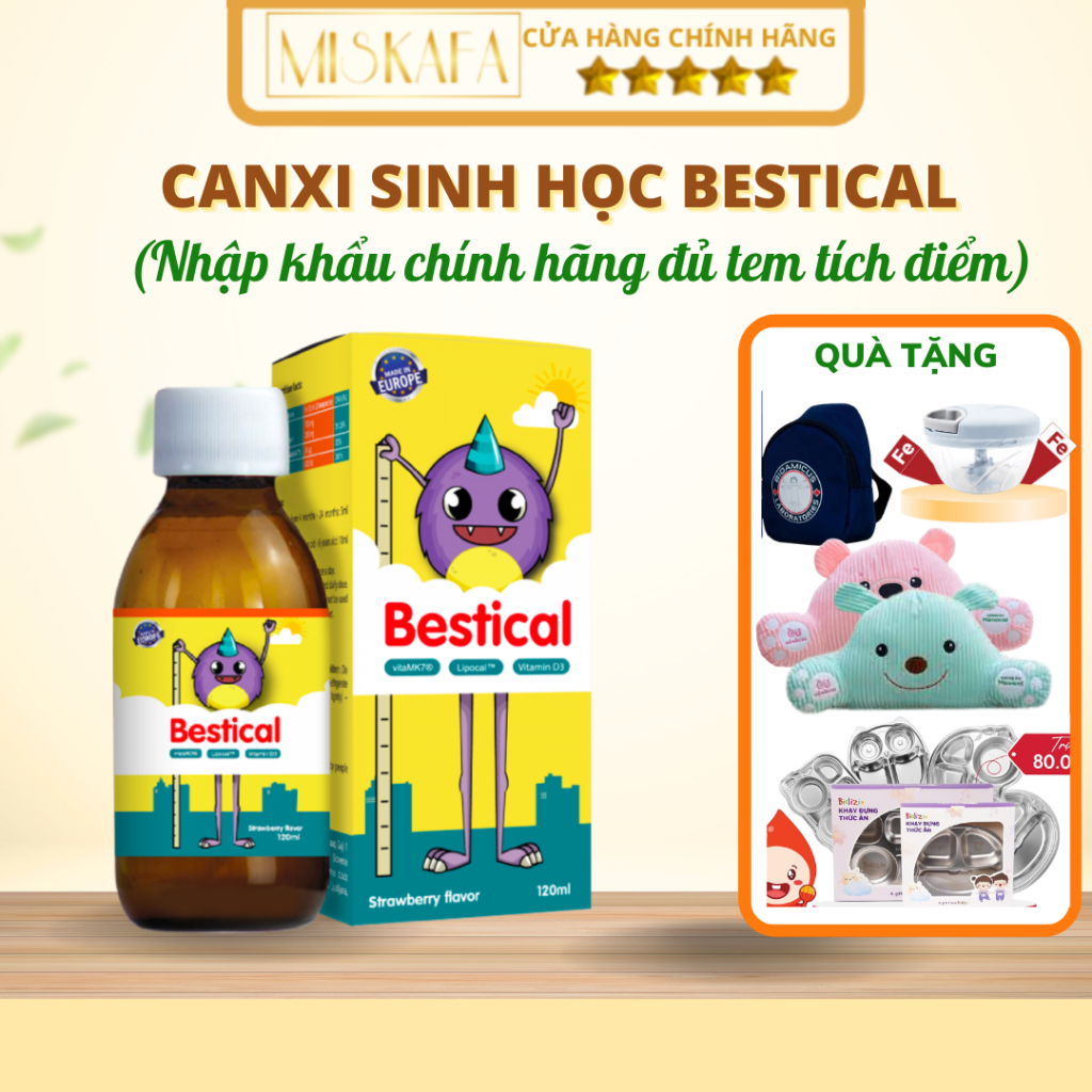 Canxi Sinh Học BESTICAL, canxi cho bé Kết Hợp Vitamin D3 K2, Giúp bổ ...