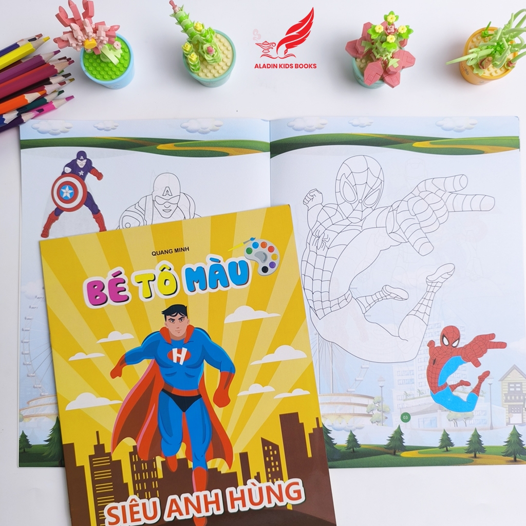 Sách - Em Tập Tô Màu (4 Quyển) – Chủ Đề Siêu Nhân, Siêu Anh Hùng – Sách Tô Màu Thiếu Nhi