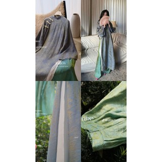 Set áo dài xinh new chất liệu tơ tằm hoạ tiết nổi bật ánh kim mặc siêu tôn dáng dành cho chị em sang - Baotrang.clothes