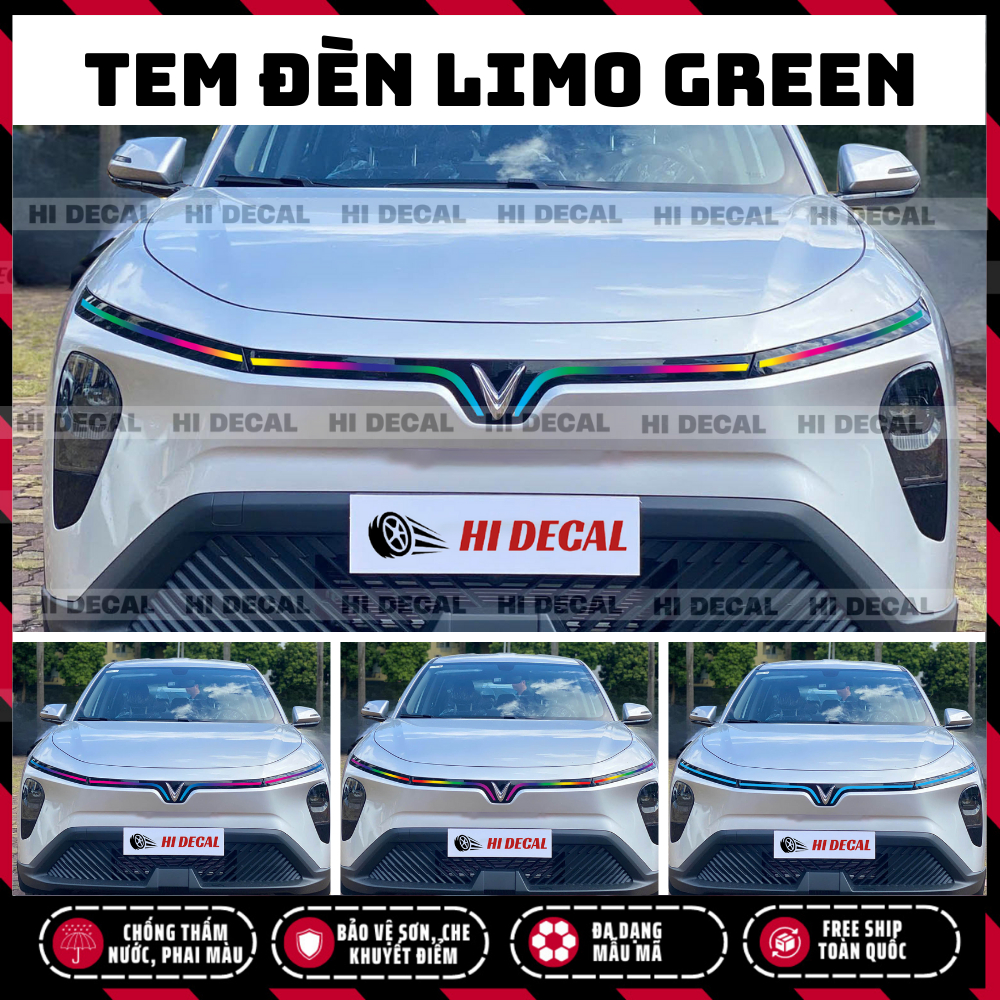 Tem dán đèn Limo Green - decal  dán bảo vệ và đổi màu đèn Limo Green và thanh crom Hi Decal