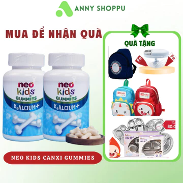 Canxi Neo Kids Gummies K2ALCIUM+, Canxi cho bé, Canxi Neo Kids Bổ sung Canxi kết hợp vitamin D3 vàK2