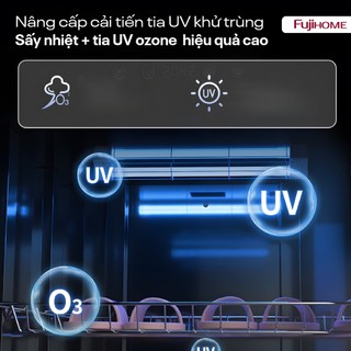 Tủ sấy khử trùng bát đĩa UV+Ozone FUJIHOME DD220 công nghệ tiên tiến-Bảo hành 24tháng,dung tích lớn