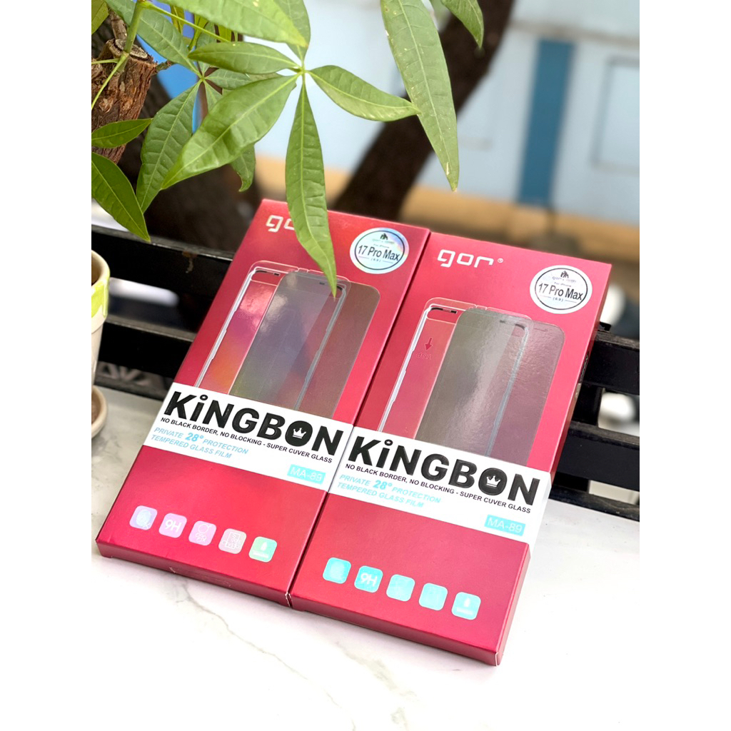 Kính iPhone Không Viền Đen Chống Nhìn Trộm 28 ĐỘ Khung Tự Dán GOR KiNGBON MA-89 cho 12 đến 17Pro max