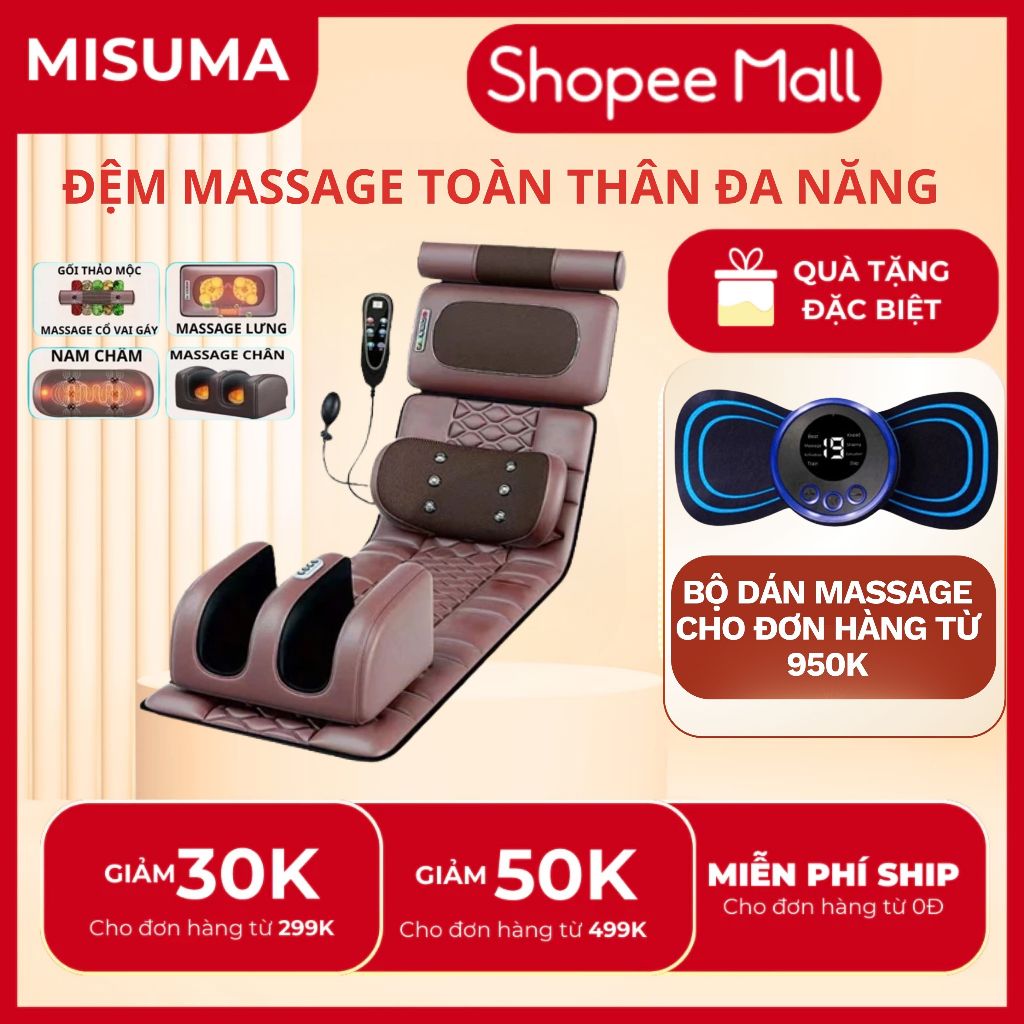 Nệm Massage toàn thân kèm đệm massage chân 12 điểm, thảm ghế mát xa rung, làm ấm, hồi phục
