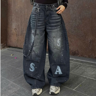 QUẦN JEANS PHỐI TÚI ĐEO CHÉO THÁO RỜI PREMIUM FORM RỘNG TÔN DÁNG NAM NỮ ĐAI SIẾT EO | SSSTORE.AESTHETIC