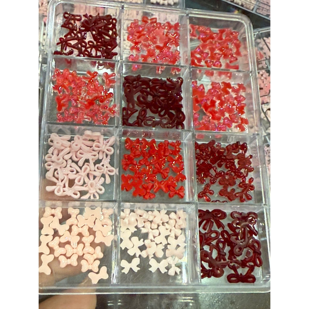 Bộ 12 Lưới Nơ Nhựa Mini Đầy Màu Sắc – Phụ Kiện DIY Trang Trí Móng Tay, Charm Nơ Dễ Gắn, Siêu Xinh
