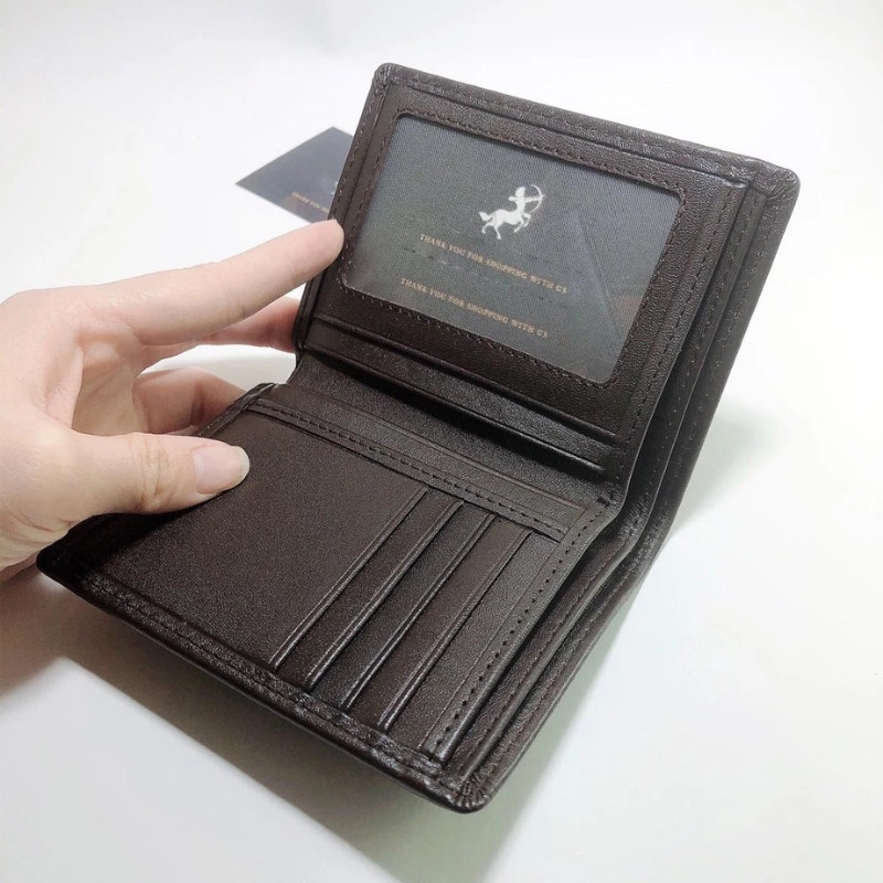 Ví Da Nam Dáng Đứng Da Bò Thật, Nhiều Ngăn Đựng CCCD Thẻ ATM Tiền Mặt, Ví Nam Cao Cấp Bền Đẹp-Classic Leather