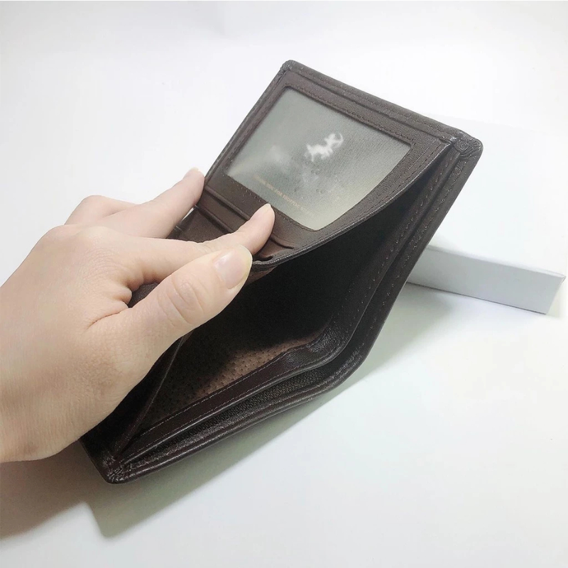 Ví Da Nam Dáng Đứng Da Bò Thật, Nhiều Ngăn Đựng CCCD Thẻ ATM Tiền Mặt, Ví Nam Cao Cấp Bền Đẹp-Classic Leather