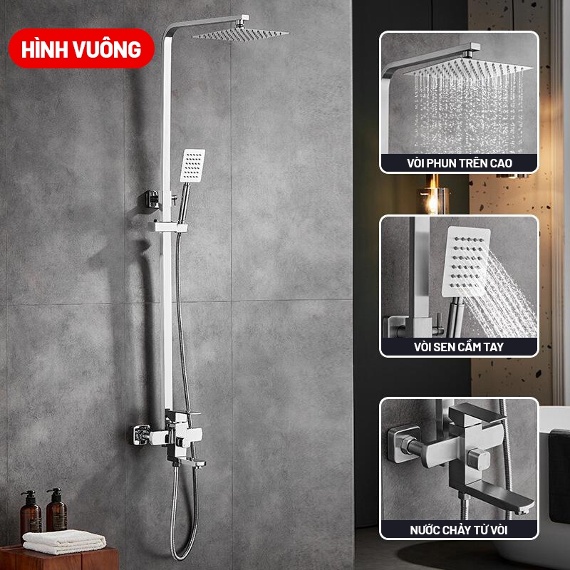 Kaleis Sen Cây Tắm Đứng Chỉnh Nhiệt 3 Trong 1 – Inox 304 Chống Gỉ Cao Cấp, Tiết Kiệm Nước, Dễ Lắp Đặt