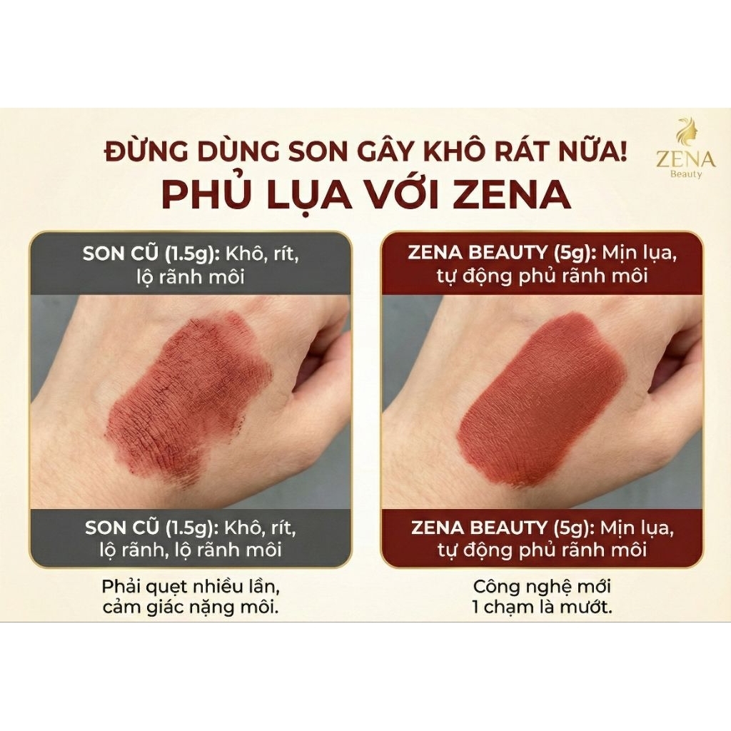 Son Kem Lì Mousse [Zenna] Velvet Blur Che Mờ Rãnh Môi Dưỡng Mịn Cao Cấp
