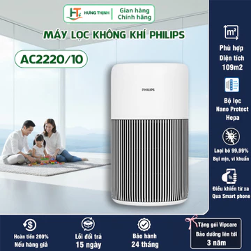 Máy lọc không khí Philips AC2220/10 – Series 2000i | Chính hãng Hưng Thịnh – CADR 330 m³/h, lọc PM2.5, điều khiển App Ai