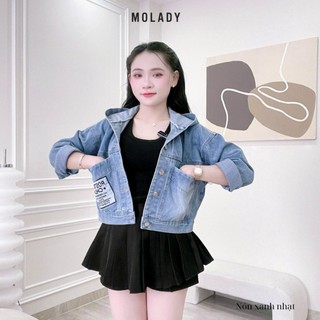 Áo khoác jean thêu thiết kế túi ngang nón to chống nắng tốt MOLADY K93