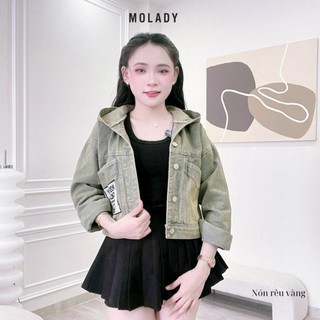 Áo khoác jean thêu thiết kế túi ngang nón to chống nắng tốt MOLADY K93