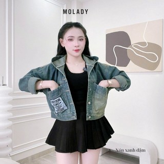 Áo khoác jean thêu thiết kế túi ngang nón to chống nắng tốt MOLADY K93