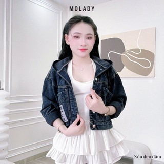 Áo khoác jean thêu thiết kế túi ngang nón to chống nắng tốt MOLADY K93