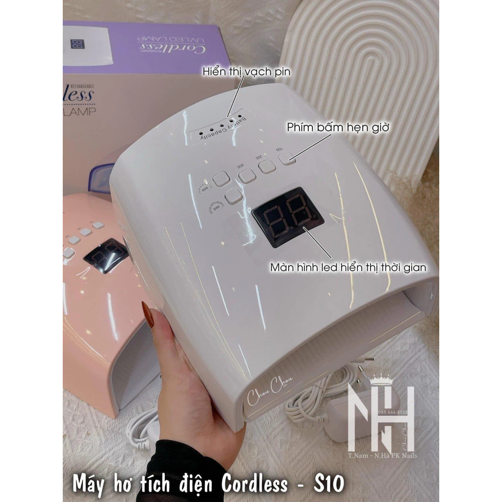 Máy Hơ Gel Móng Tích Điện S10 Cordless 48W – Đèn Hơ Móng UV Nail Cao Cấp, Không Dây, Hơ Nhanh & Bền