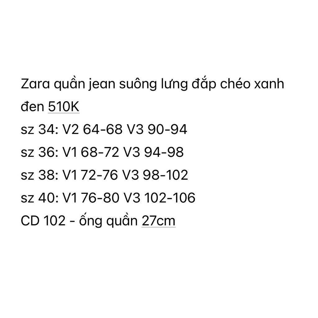 ZARA QUẦN JEAN NỮ LƯNG ĐẮP CHÉO XANH ĐEN (250814001)
