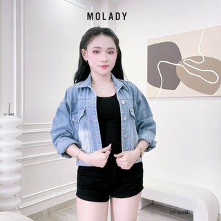 Áo khoác JEAN nữ MOLADY thiết kế gấu thêu sau có nón K26
